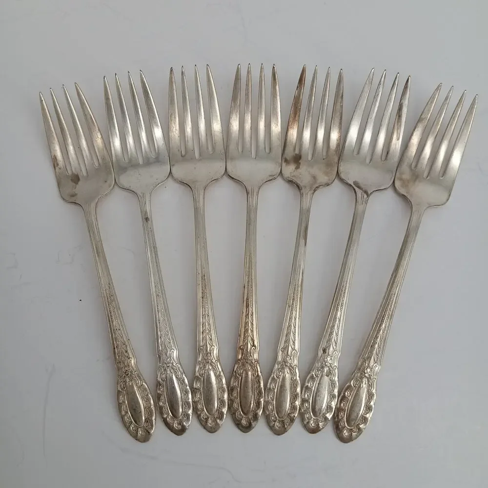 7X SF Wallace Silver Plate Silverplate 1937 SOUTHGATE Salad Forks